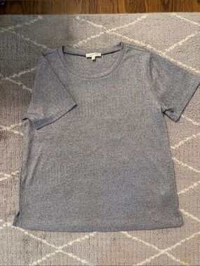 Mystree Heather Blue Short Sleeve Knit Top